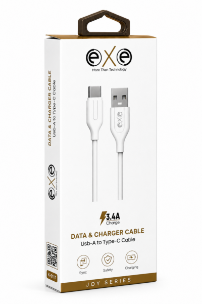 EXE Type-C Hızlı Şarj ve Data Kablosu 3A 1 Metre Beyaz